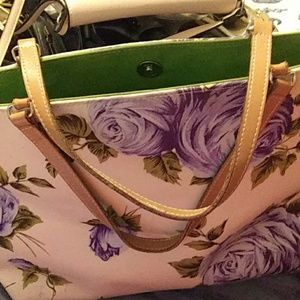 Kate Spade flower canvas tote 13WX9.5HX3.5Girth